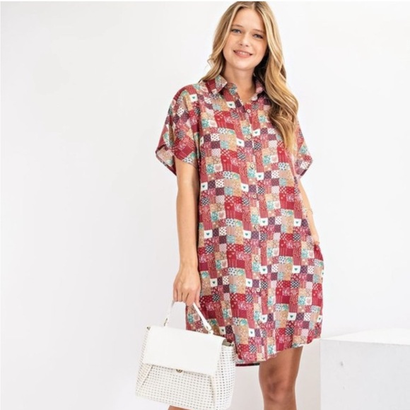 NWT Easel Patchwork Heart mini dress - Picture 1 of 8